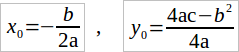 Формулы вершины параболы квадратичной функции