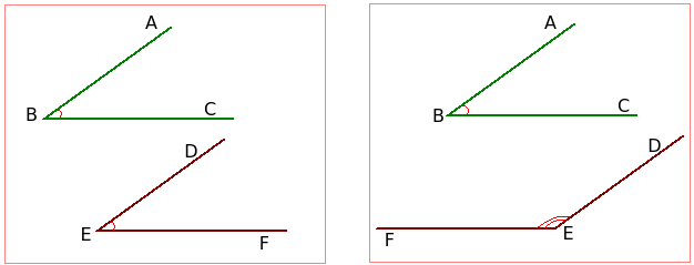Примеры углов с соответственно параллельными сторонами