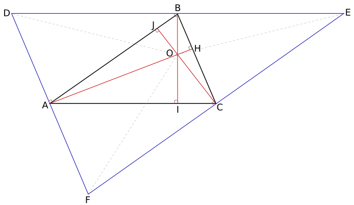 Доказательство теоремы о пересечении высот треугольника