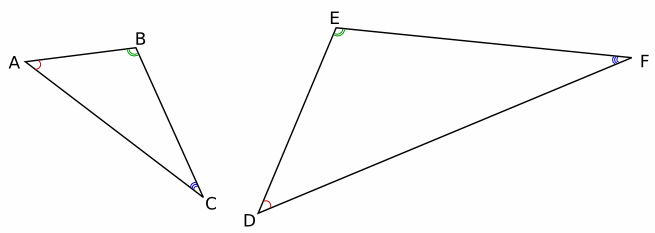 Равенство углов подобных треугольников